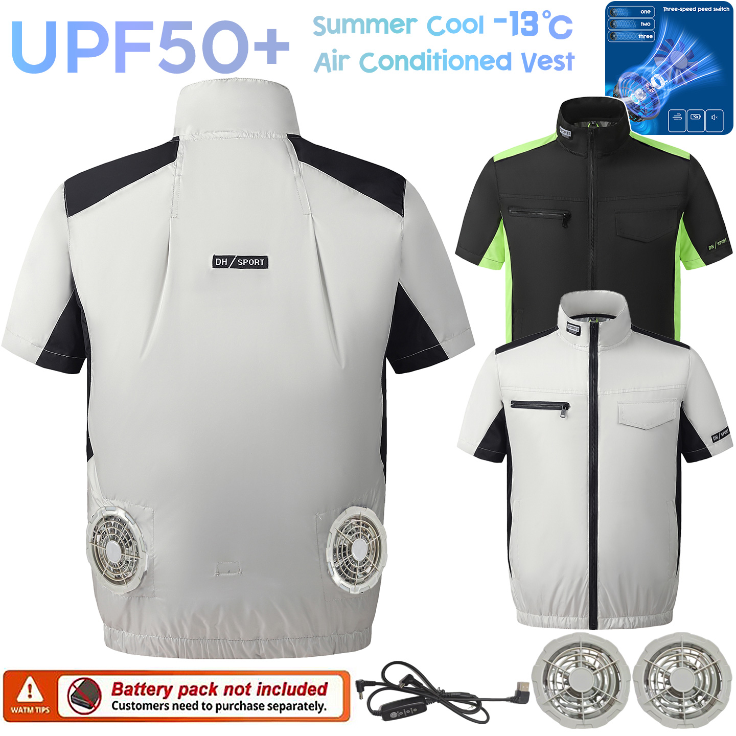 Fishing Vest Jacket - Gilet Refrigerante con Ventilatori, Abbigliamento Estivo