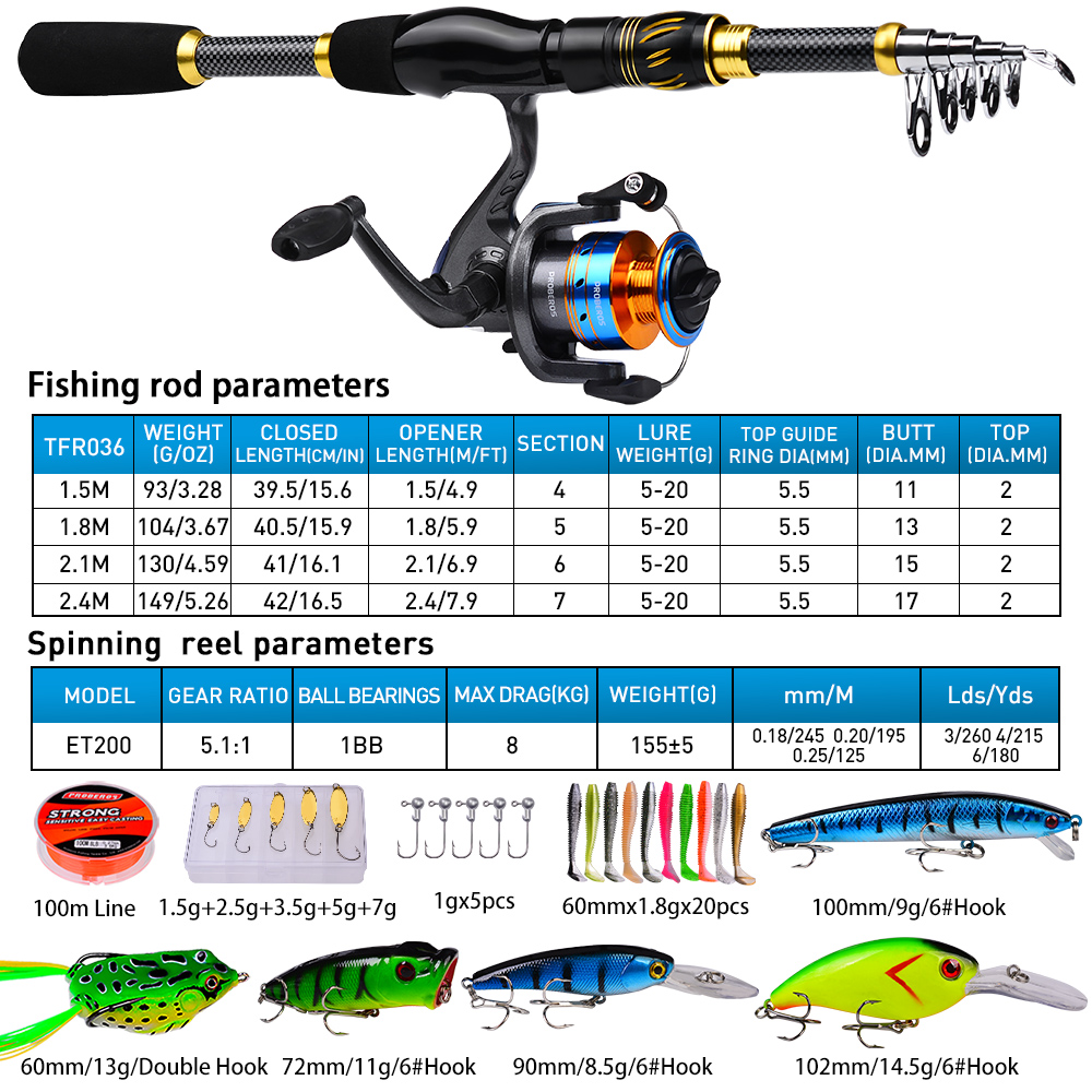 PROBEROS 1.5m-2.4m canna da pe - Fishing Equipment Online recensione e prezzo