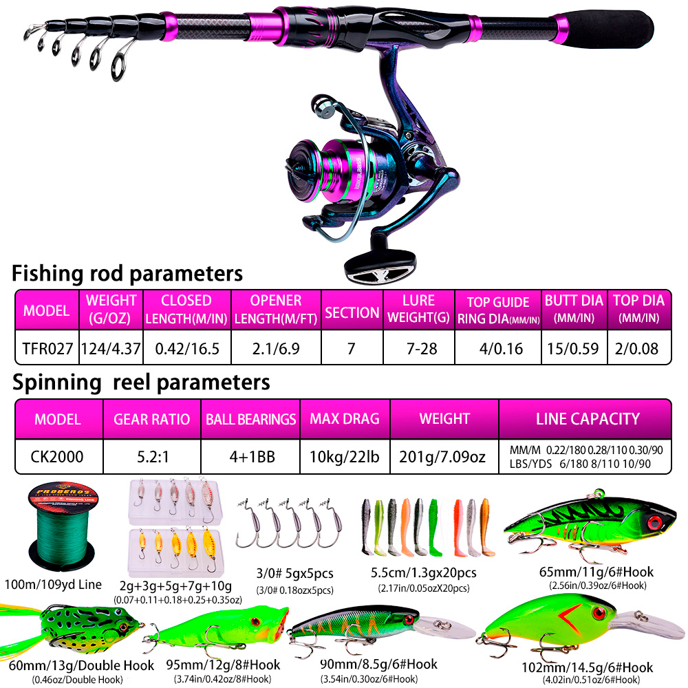 PROBEROS 2.1m Baitcasting/Spin - Fishing Equipment Online recensione e prezzo